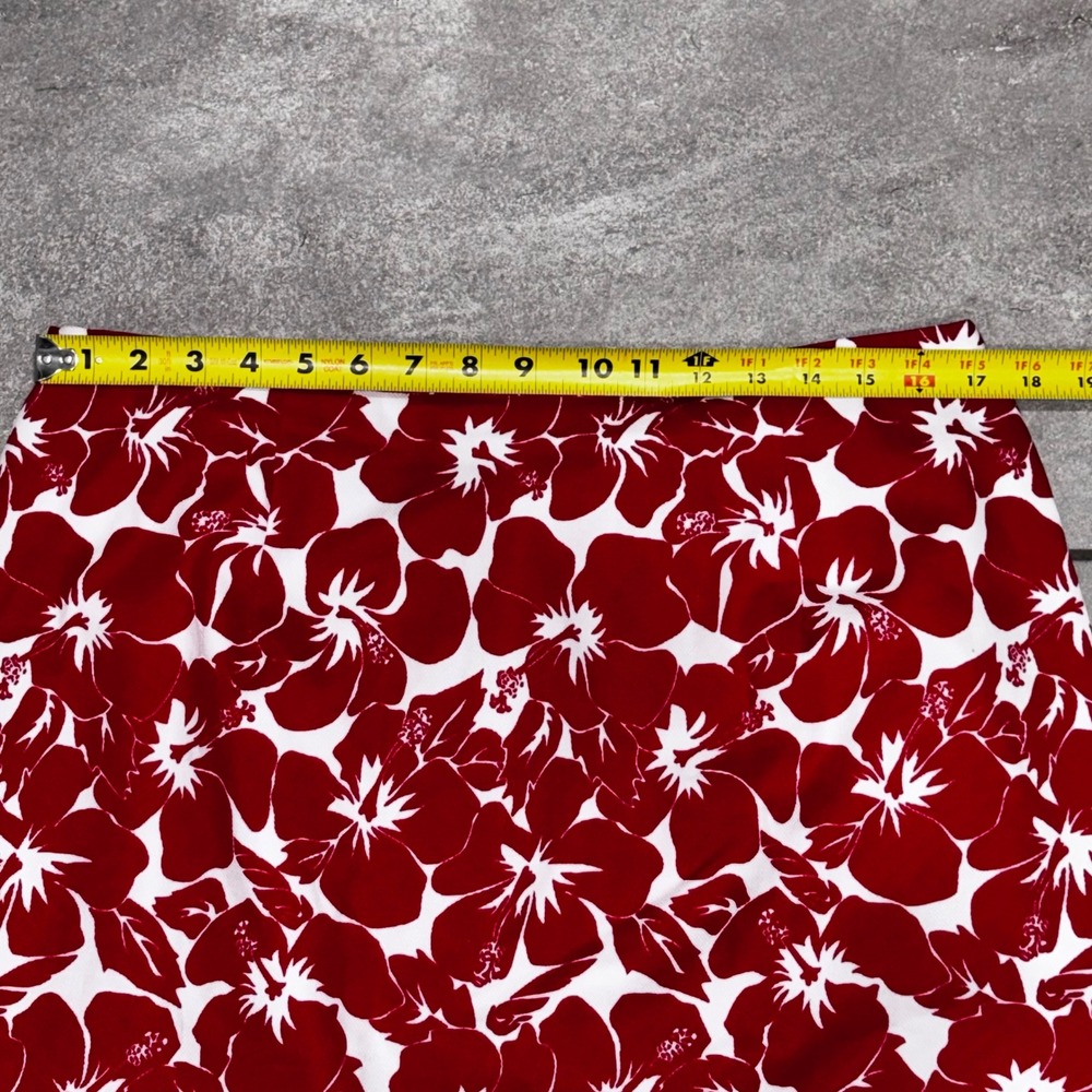 Talbots Women's Size 14W Red White Hibiscus Floral A-Line Skirt Knee Length - Picture 3 of 10
